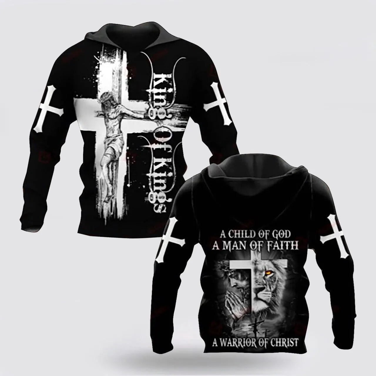 A Warrior Of Jesus Christ A Child Of God A Man Of Faith 3d Hoodies For Women Men - Christian Apparel Hoodies