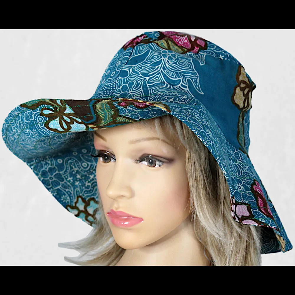 Antique Batik Patch Beach Hat