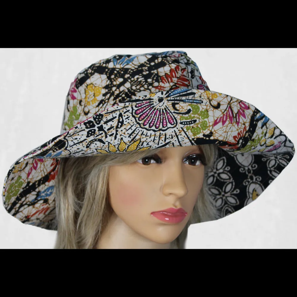 Antique Batik Patch Beach Hat