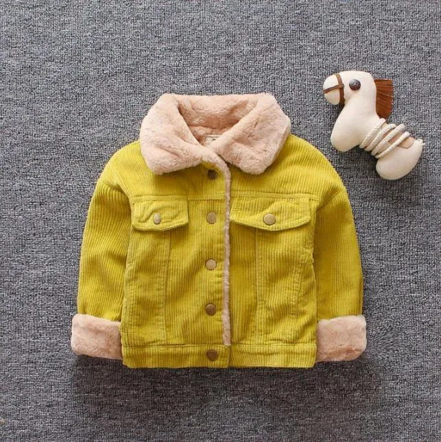 Baby Girls Boys Casual Winter Warm Jacket For Kids Plush Cotton Coat Children Lapel Outerwear 0-3 Y Toddler Christmas Clothes