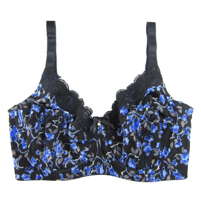 BL953P 2017 Women Bra 6 Colours Printing Floral  Unlined Push Up Cup Plus Size 34 36 38 40 42 44 46 C D DD DDD E F