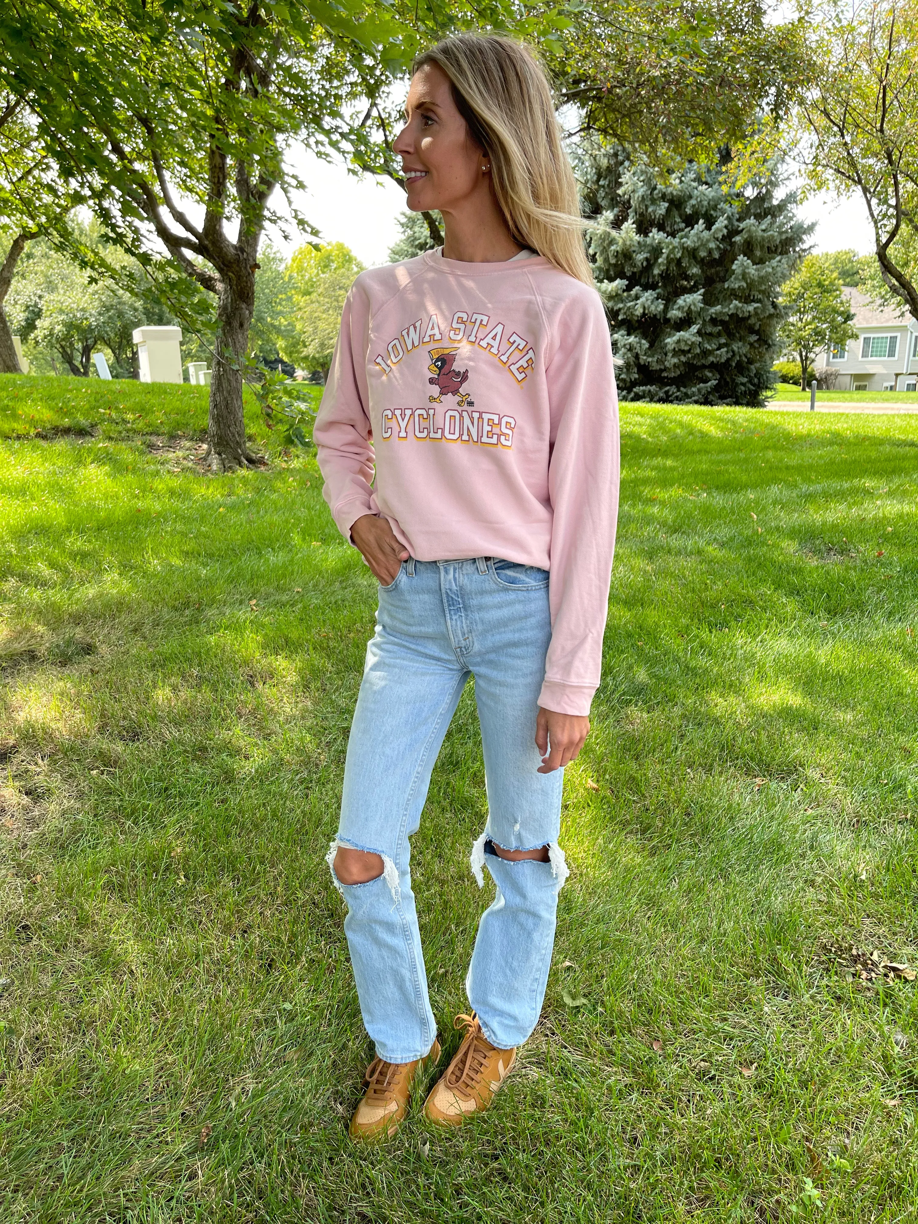 Blond Genius - Pink Edition Iowa State Cyclones Crewneck Sweatshirt in Chintz Rose