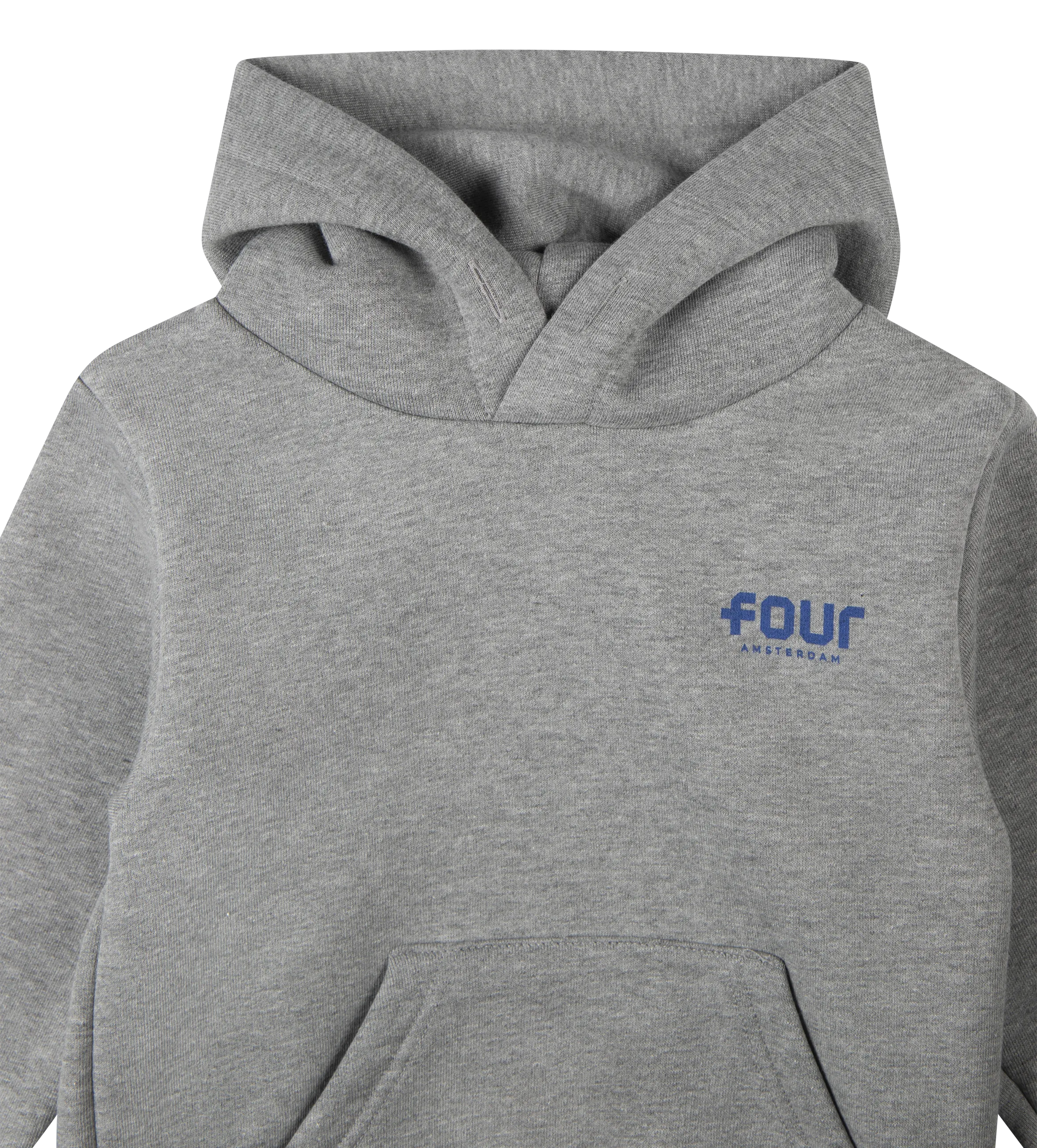 Blue Logo Hoodie Grey Melange