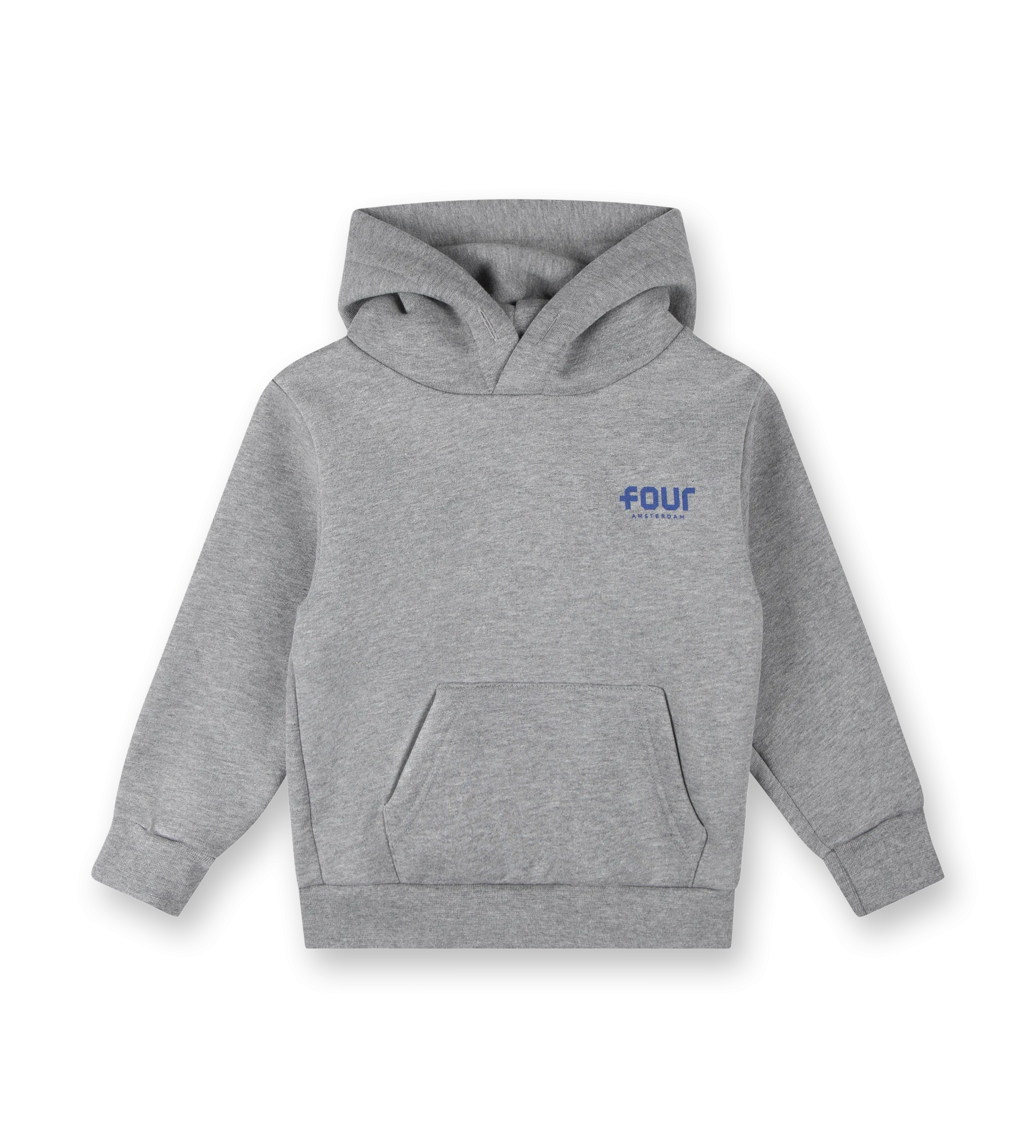 Blue Logo Hoodie Grey Melange