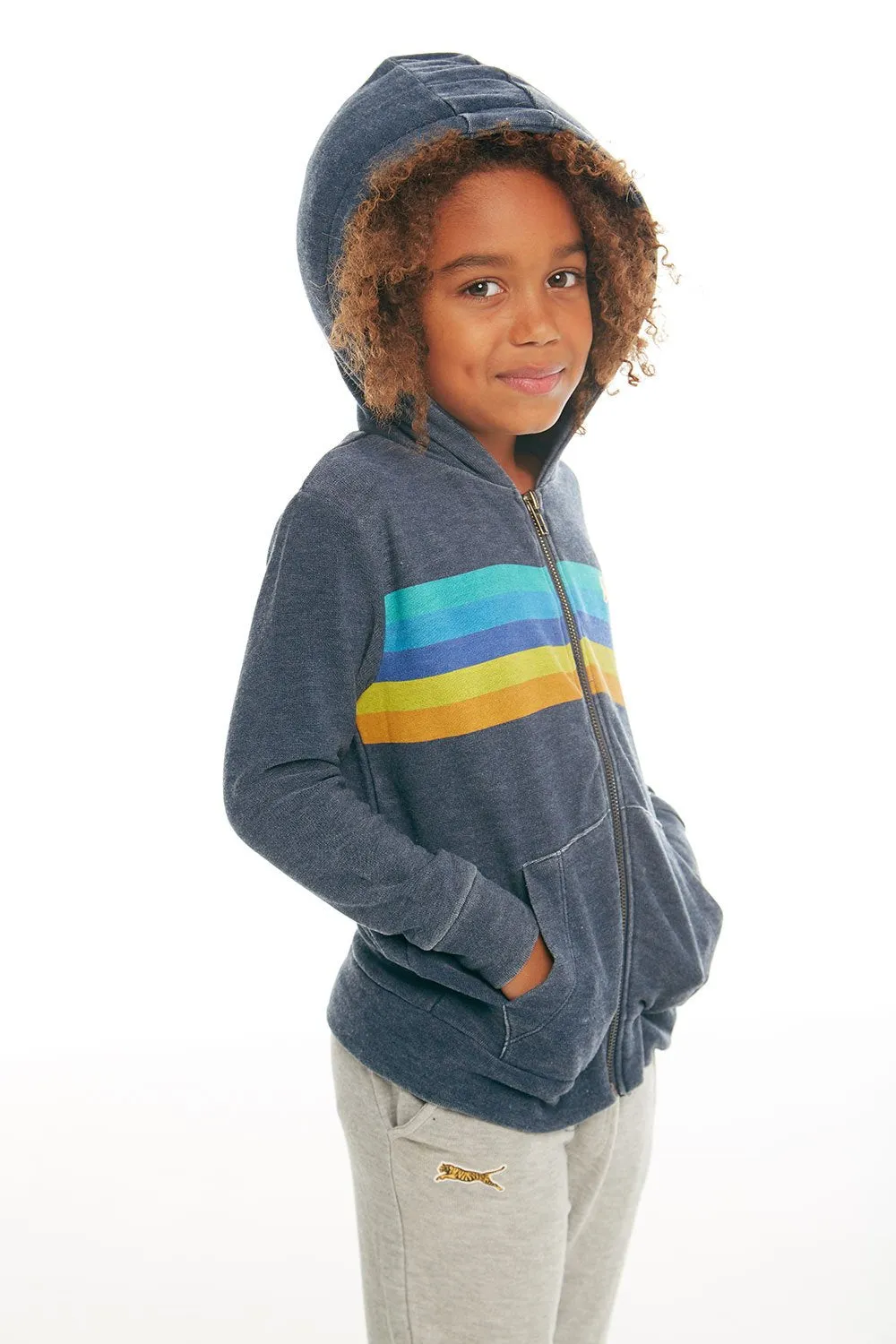 CHASER - Boys Cozy Knit Long Sleeve Zip Up Hoodie in Avalon