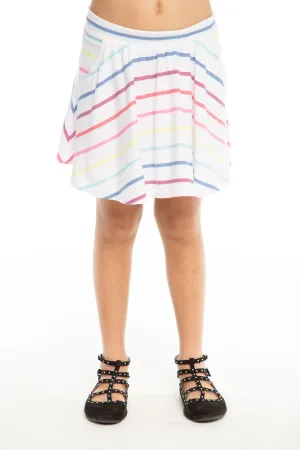 Chaser Kids - Girls Cozy Knit Flouncy Skort With Pockets in Rainbow Stripe