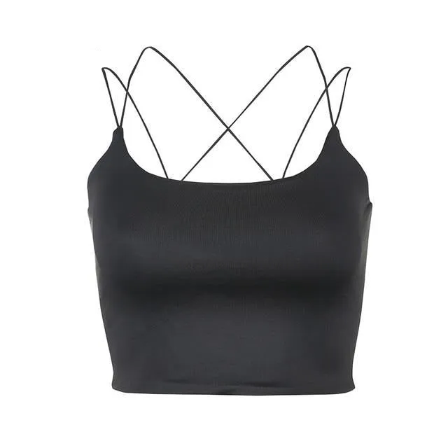 Cross Backless Sexy Bralette Off Shoulder Strapless Crop Top Sleeveless