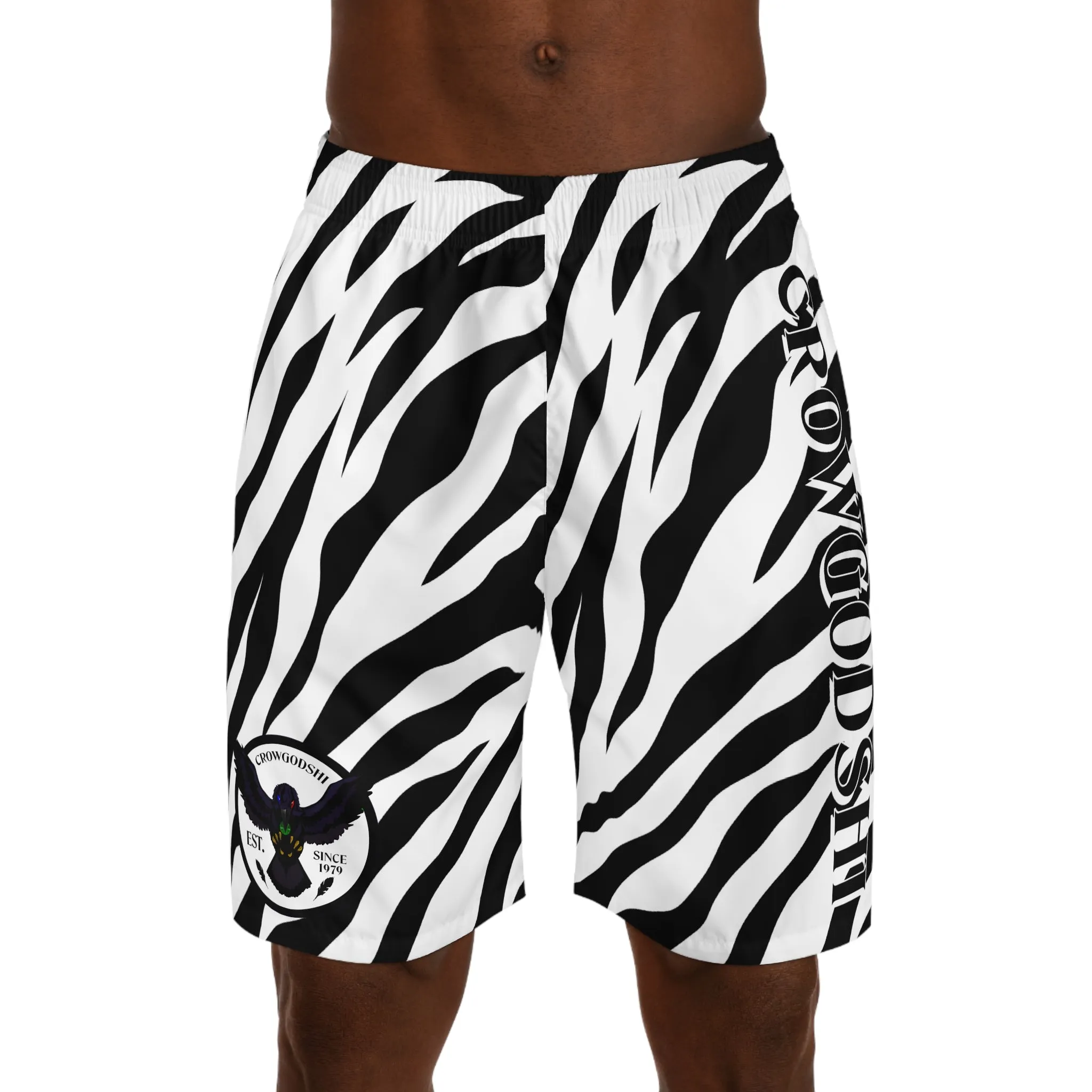 Crowgodshi Men's Hawaiian White Tiger Shorts