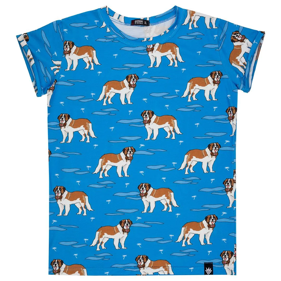 Dad's Saint Bernard Blue Short Sleeve Shirt - 1 Left Size S/M