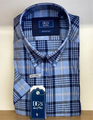 DRIFTER Blue Check Short Sleeve Shirt 14561/23