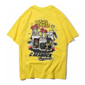 Drunkard Cruise Printed Hip Hop Streetwear Loose Tees