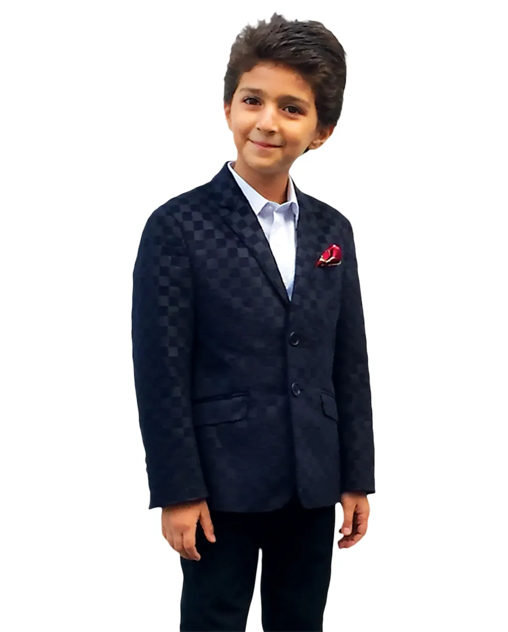 ELIE BALLEH Boys NAVY Checkerboard Blazer JACKET