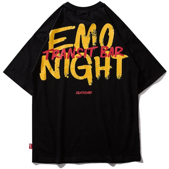 Emo Night Bar Printed Hip Hop Streetwear Loose Tees