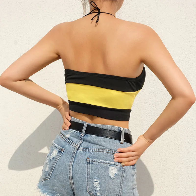 Exclamation Point Printed Bandage Crop Top Tank