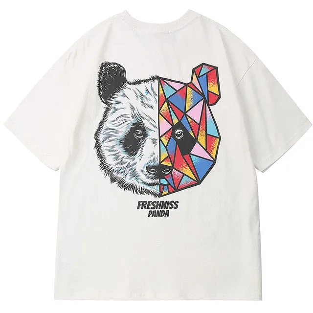 Freshness Panda Printed Hip Hop Streetwear Loose Tees