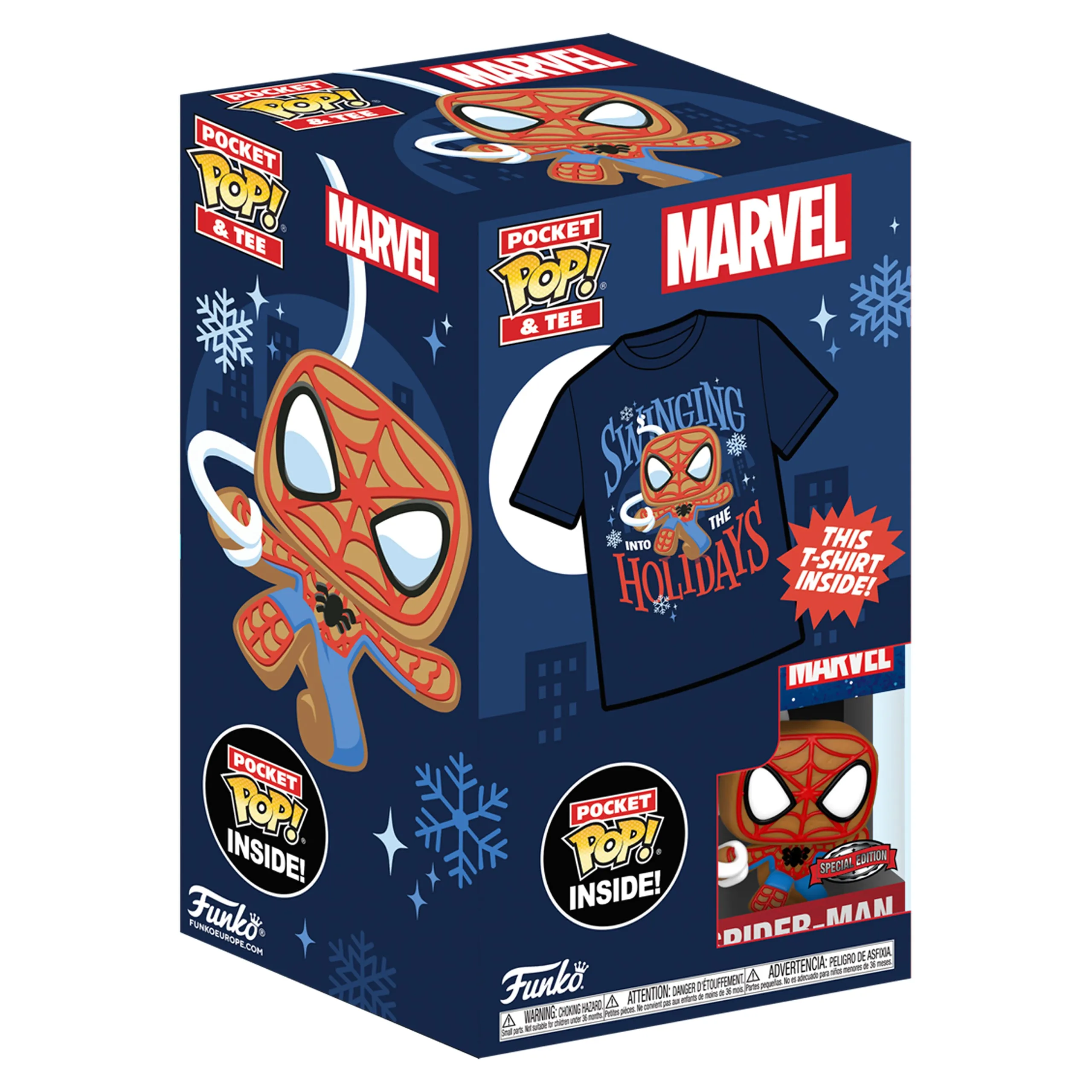 Funko Marvel Spiderman Christmas Pocket Pop And T-Shirt