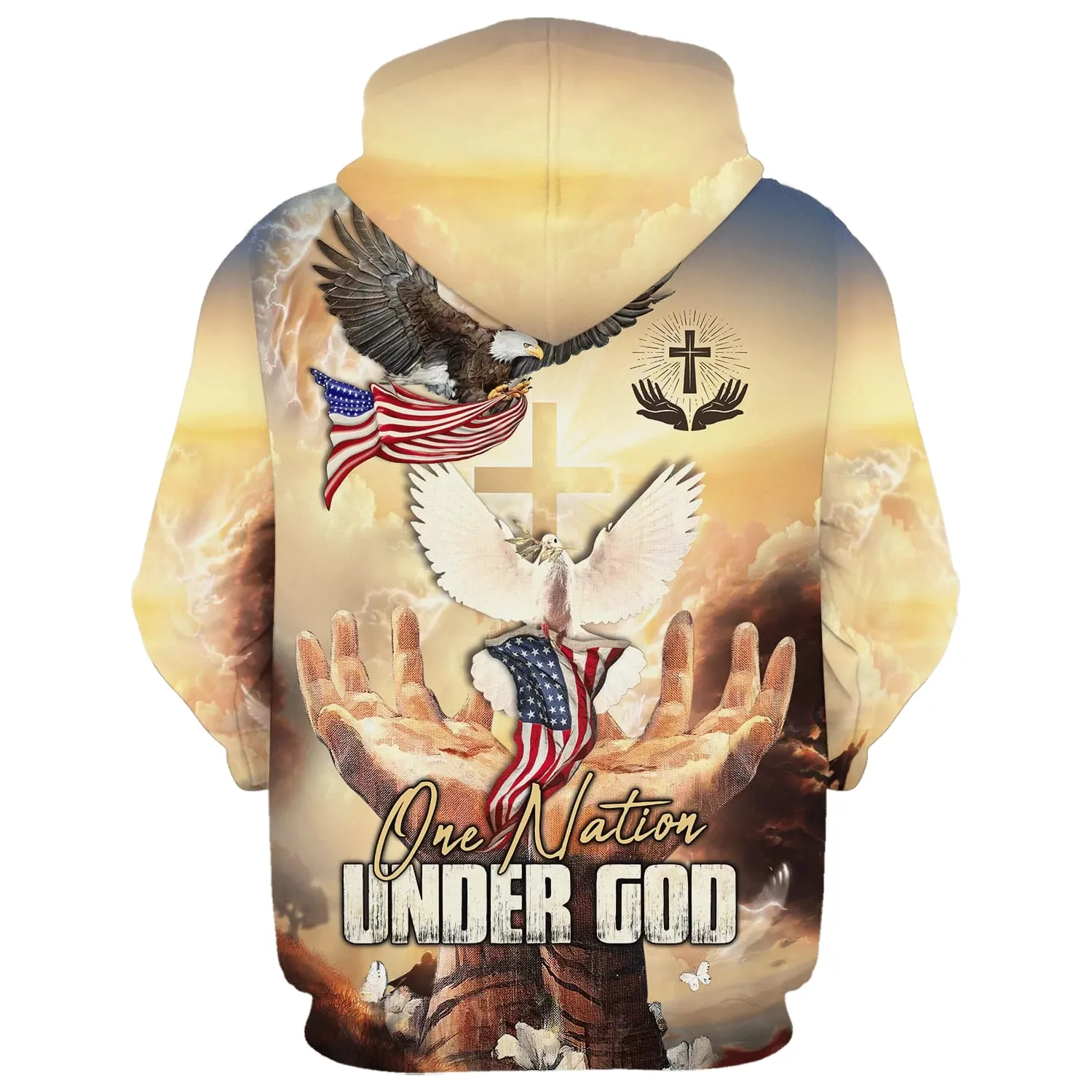 Hand Jesus One Nation Under God Hoodies Jesus Hoodie Men & Women Christian Hoodie 3D Printed Hoodie