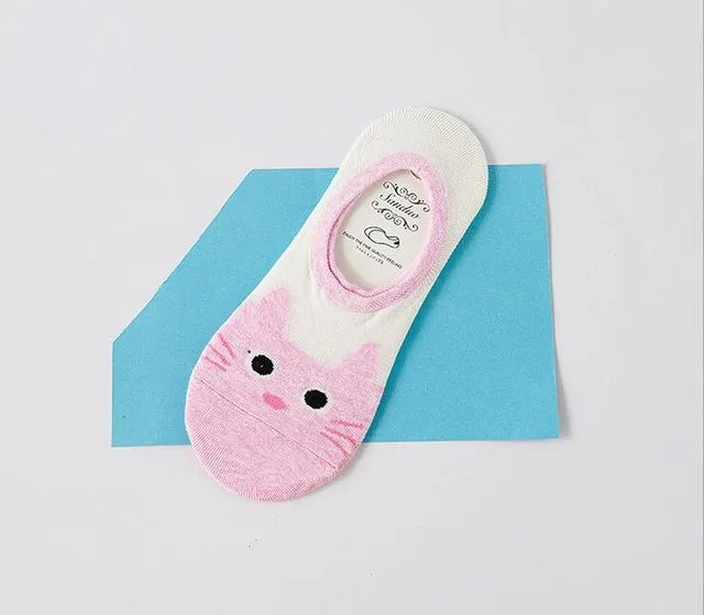 hot cute cat boat sock women summer animal funny sock girls cartoon low cut sweet sokken invisible candy slipper cheap sale sox