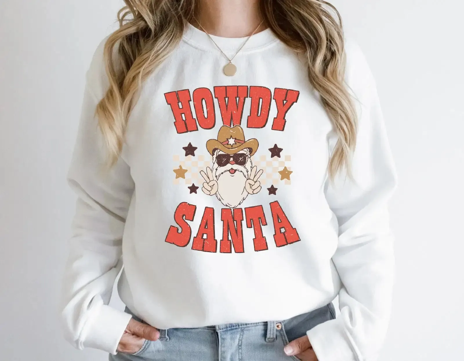 Howdy Santa Vintage Party Girl Christmas Hoodie