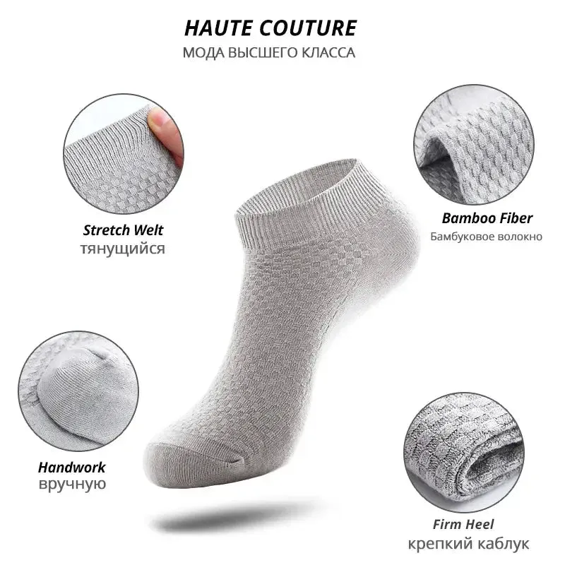 HSS 5Pairs/Lot Men Socks Bamboo Fiber Short Ankle Socks High Quality Summer Winter Business Breathable Male Sock Meias Man Sox