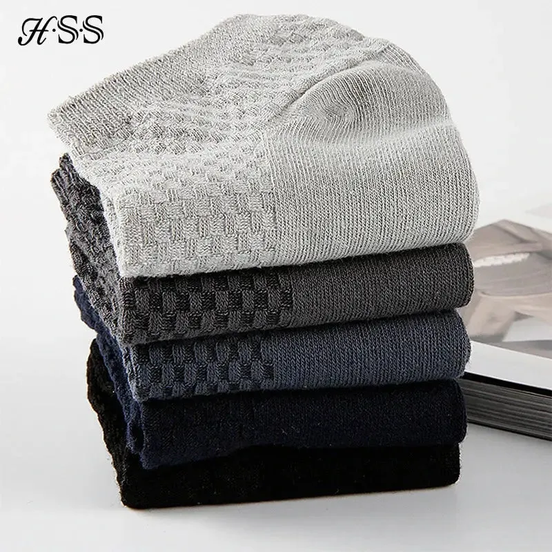 HSS 5Pairs/Lot Men Socks Bamboo Fiber Short Ankle Socks High Quality Summer Winter Business Breathable Male Sock Meias Man Sox