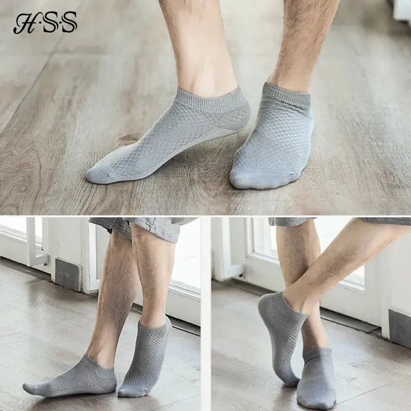 HSS 5Pairs/Lot Men Socks Bamboo Fiber Short Ankle Socks High Quality Summer Winter Business Breathable Male Sock Meias Man Sox