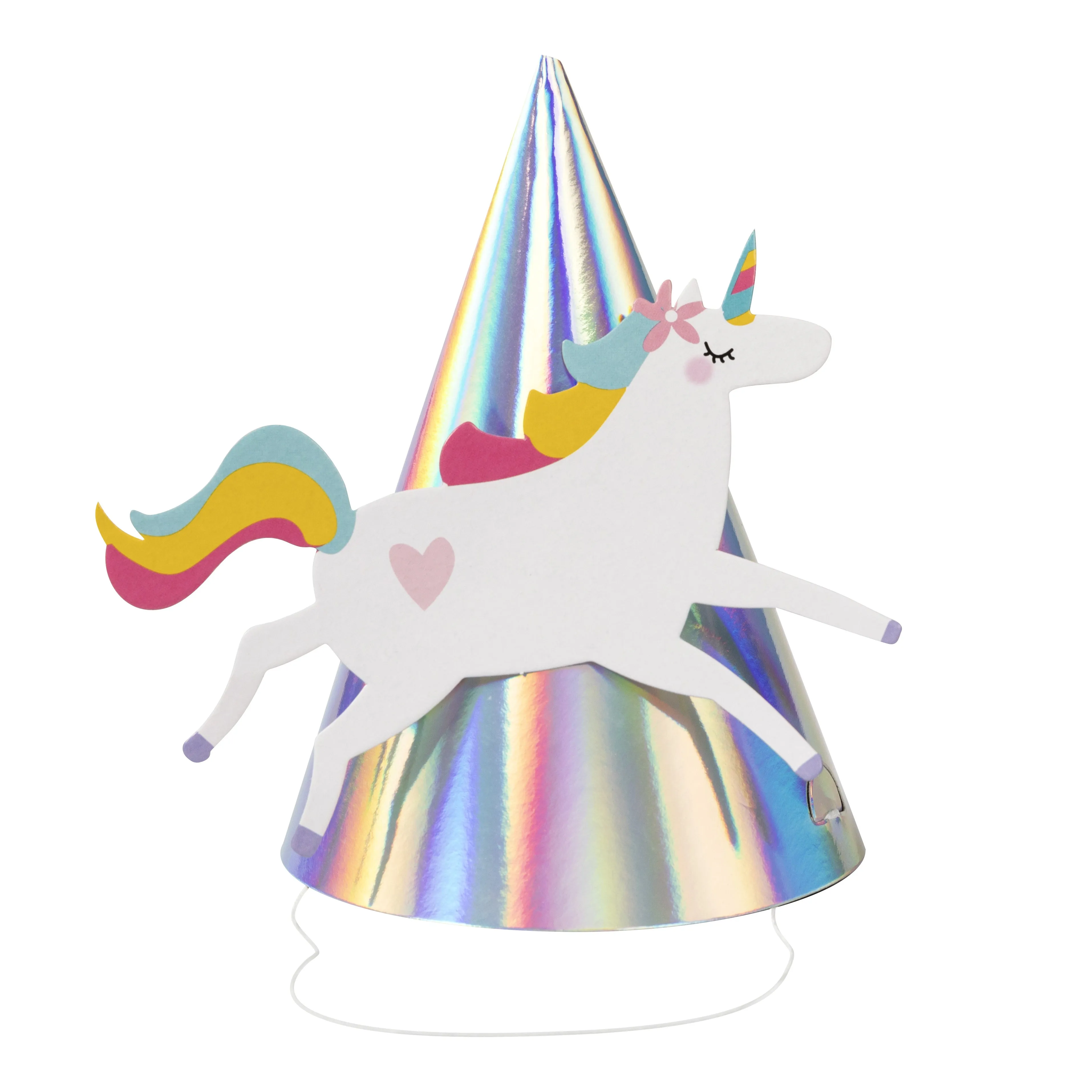 Iridescent Foil Unicorn Party Hats - 4 Pkt