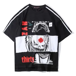 Japan Samurai Printed Hip Hop Streetwear Loose Tees