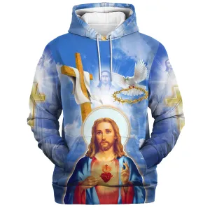 Jesus Christ Crown of Thorns and Dove Hoodies Jesus Hoodie Men & Women Christian Hoodie 3D Printed Hoodie