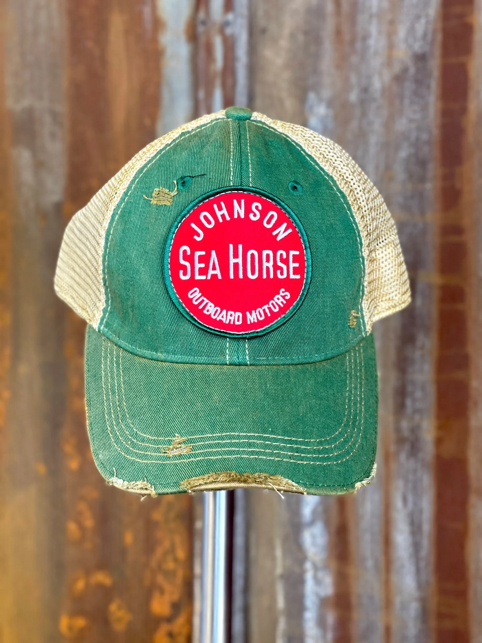 Johnson Outboard "Round Patch" Hat - Distressed Kelly Green Snapback