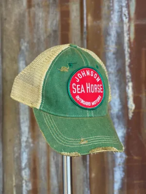 Johnson Outboard "Round Patch" Hat - Distressed Kelly Green Snapback