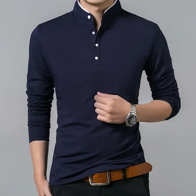 Liseaven Mandarin Collar Long Sleeve Shirt