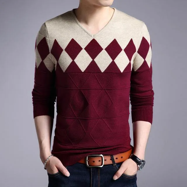 Liseaven Men Pullovers Cashmere Wool Sweater Long Sleeve Tops Christmas Sweaters Male Pullover Tops