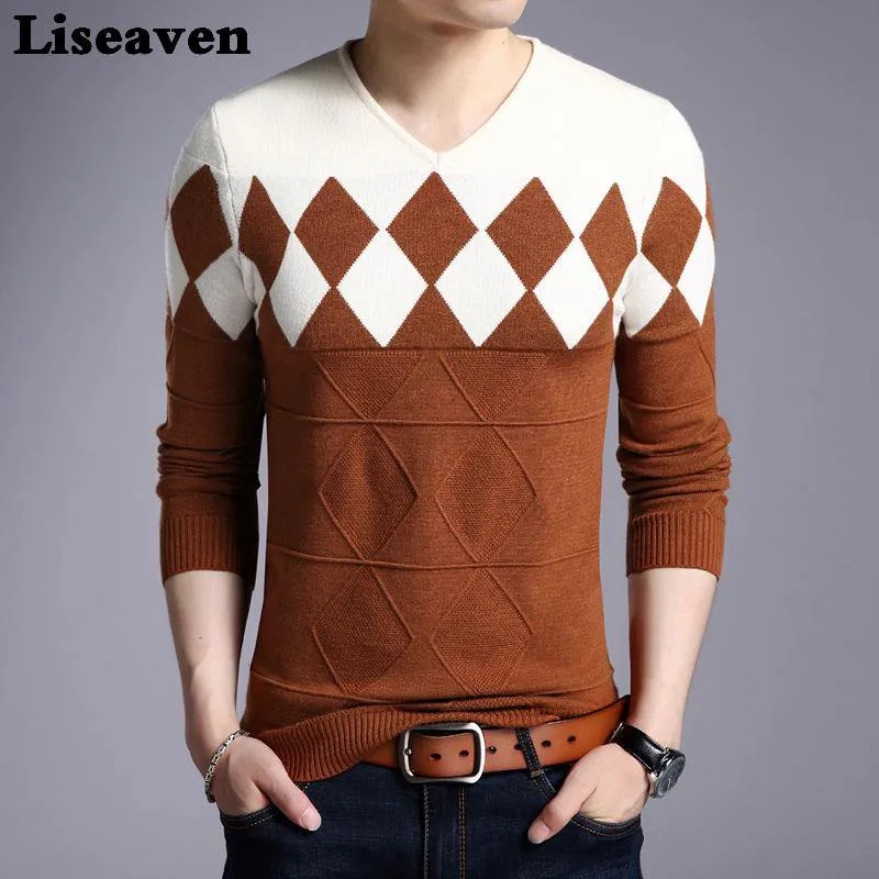 Liseaven Men Pullovers Cashmere Wool Sweater Long Sleeve Tops Christmas Sweaters Male Pullover Tops