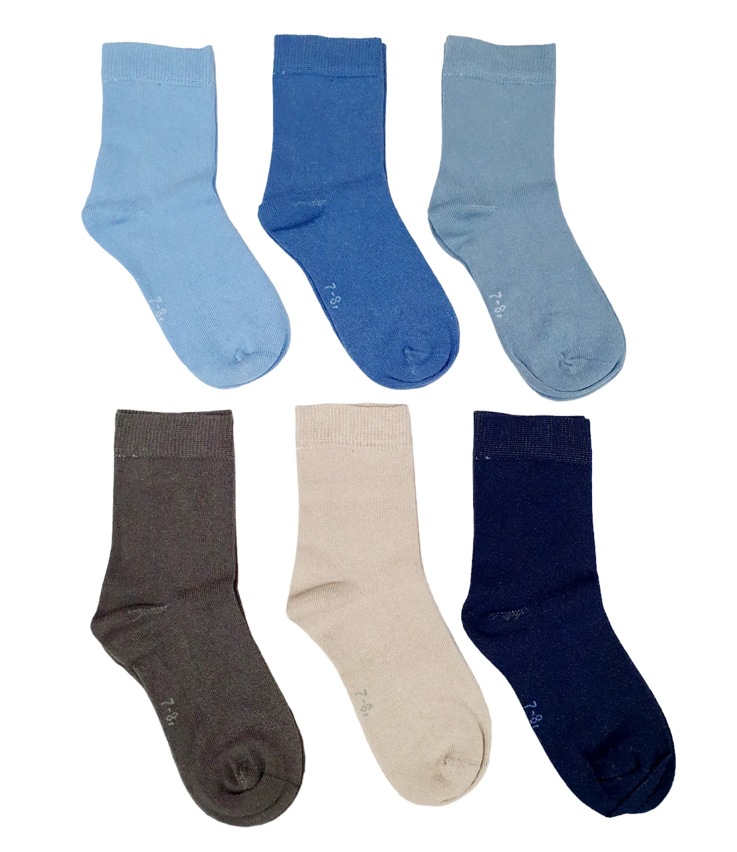 Little Team Cotton Rich Seamless Socks Blue Plain 6Pk (5-10yrs)