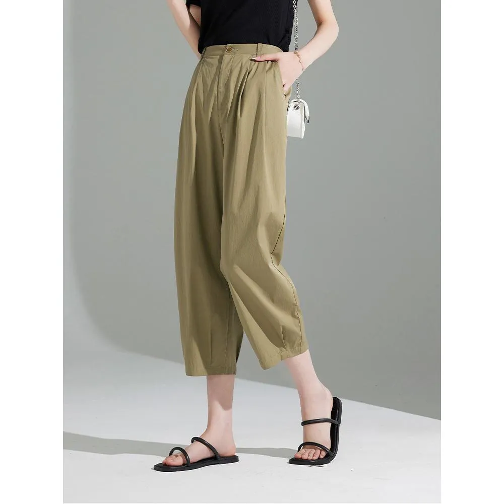 Loose Fit Thin Workwear Casual Ankle Cut Pants