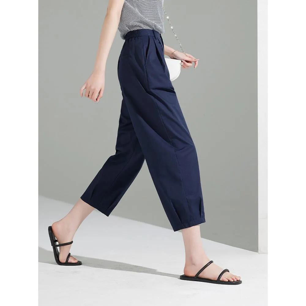 Loose Fit Thin Workwear Casual Ankle Cut Pants