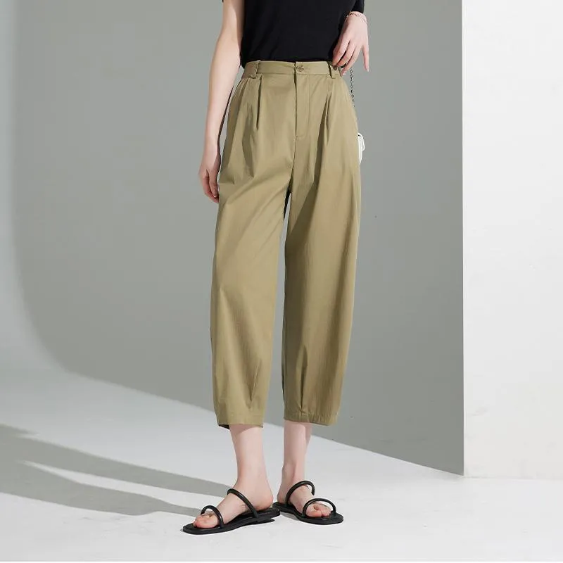 Loose Fit Thin Workwear Casual Ankle Cut Pants