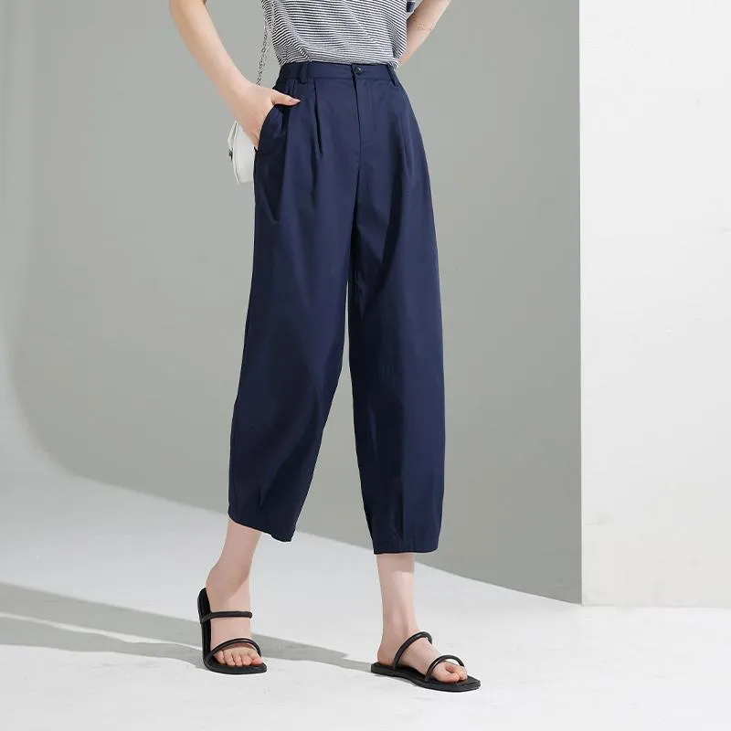 Loose Fit Thin Workwear Casual Ankle Cut Pants