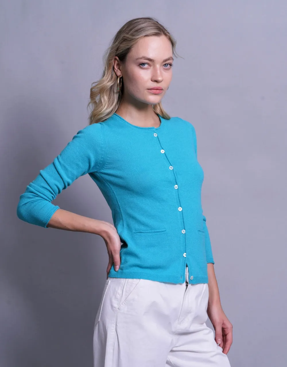 Luxe Lite Scoop Neck Cardigan in Dark Aqua