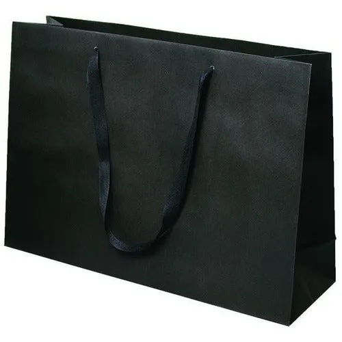 Manhattan Twill Handle Shopping Bags-Black - 20.0 x 6.0 x 14.0