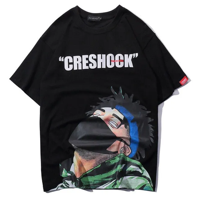 Masked High Gangster Printed Hip Hop Streetwear Loose Tees