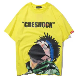 Masked High Gangster Printed Hip Hop Streetwear Loose Tees