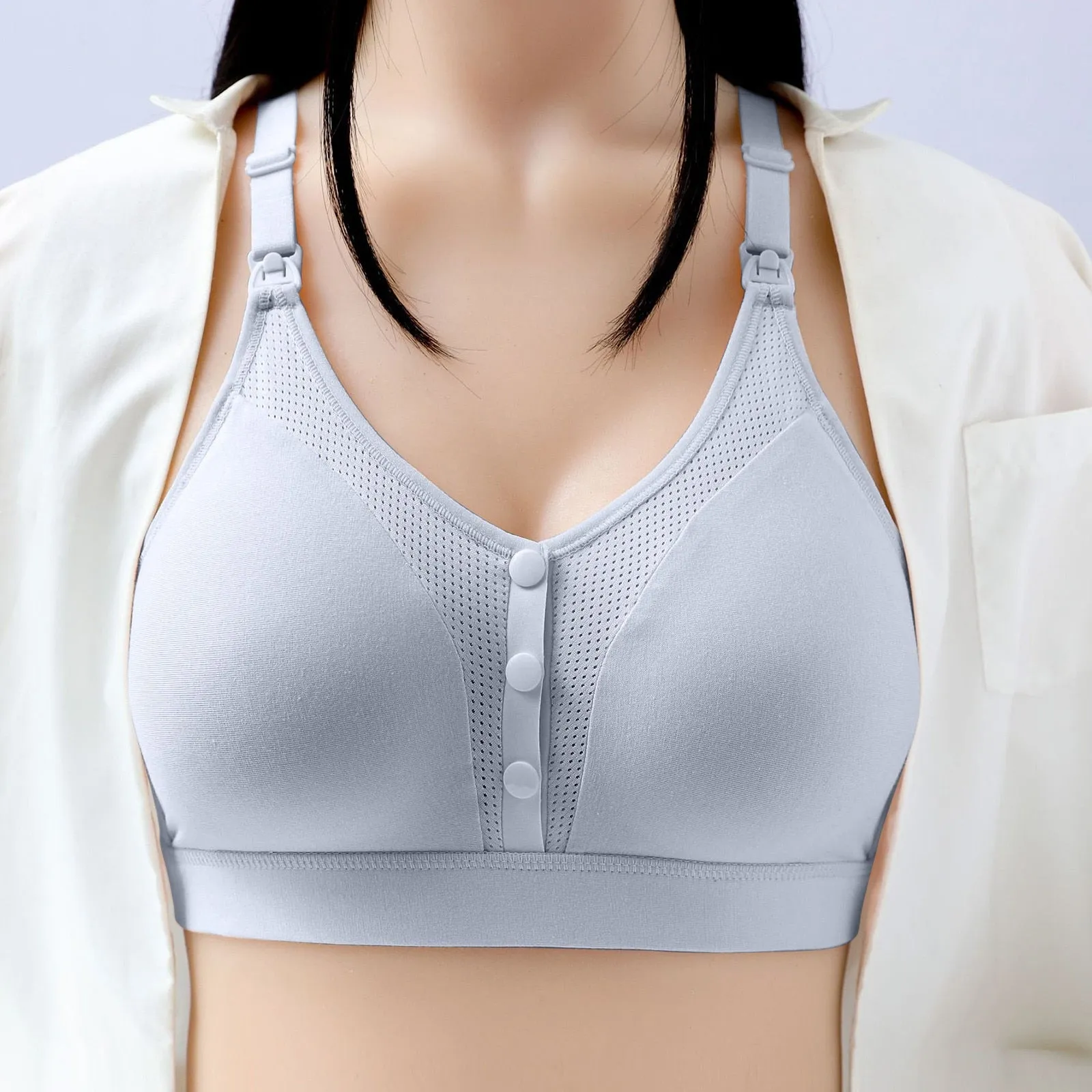 Maternity Bra Front Open Breast-feeding Bra Solid Color Button Soft Underwear Nursing Bras Maternity &amp; Nursing Bras