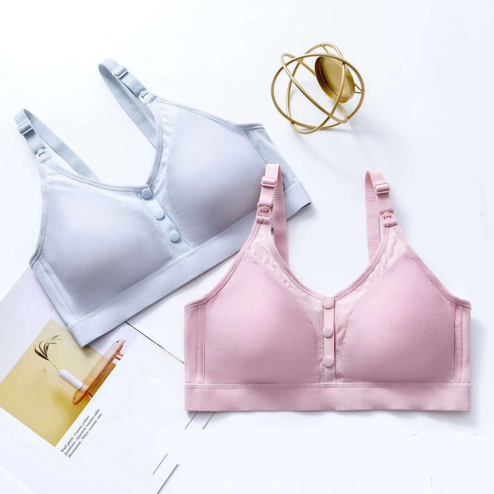 Maternity Bra Front Open Breast-feeding Bra Solid Color Button Soft Underwear Nursing Bras Maternity &amp; Nursing Bras