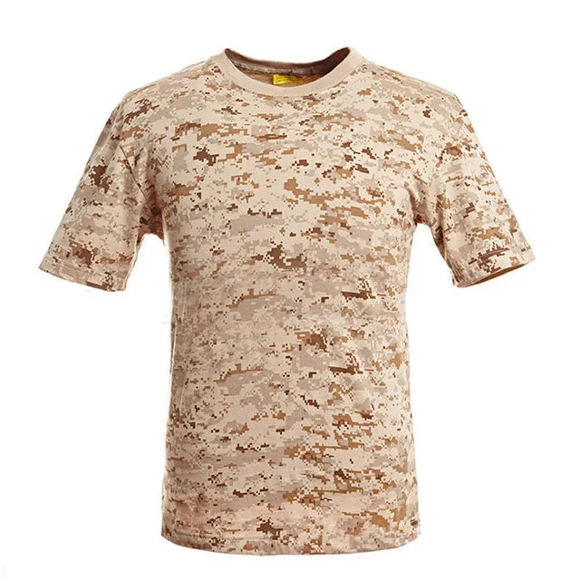 MEGE Summer Cotton T-shirt, Men Military Dry Camo Camp Tees, Camouflage Breathable Tactical  Army Trainning Combat T Shirt