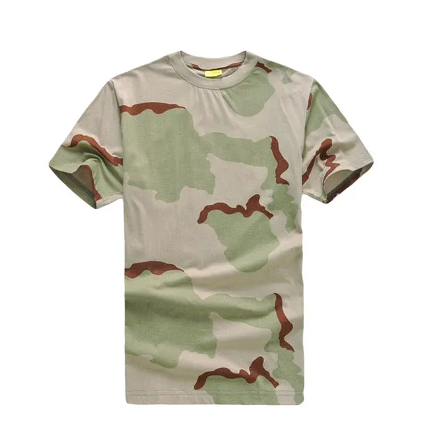 MEGE Summer Cotton T-shirt, Men Military Dry Camo Camp Tees, Camouflage Breathable Tactical  Army Trainning Combat T Shirt