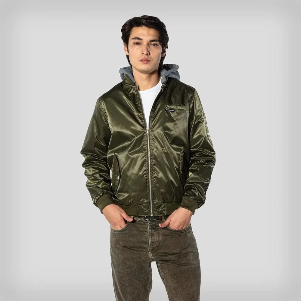 Members Only Men's Flight Satin Twill Hooded Jacket