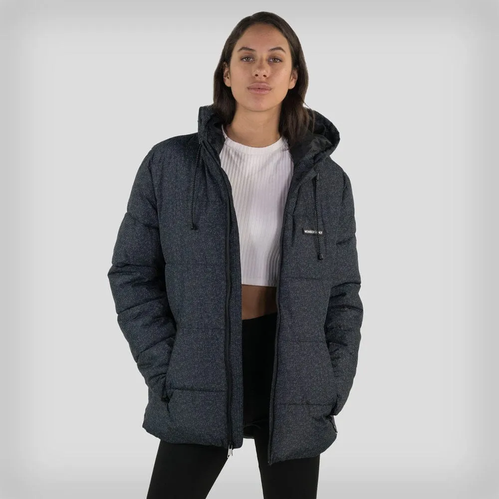 Members Only Women's Heather Print Puffer Oversized Jacket