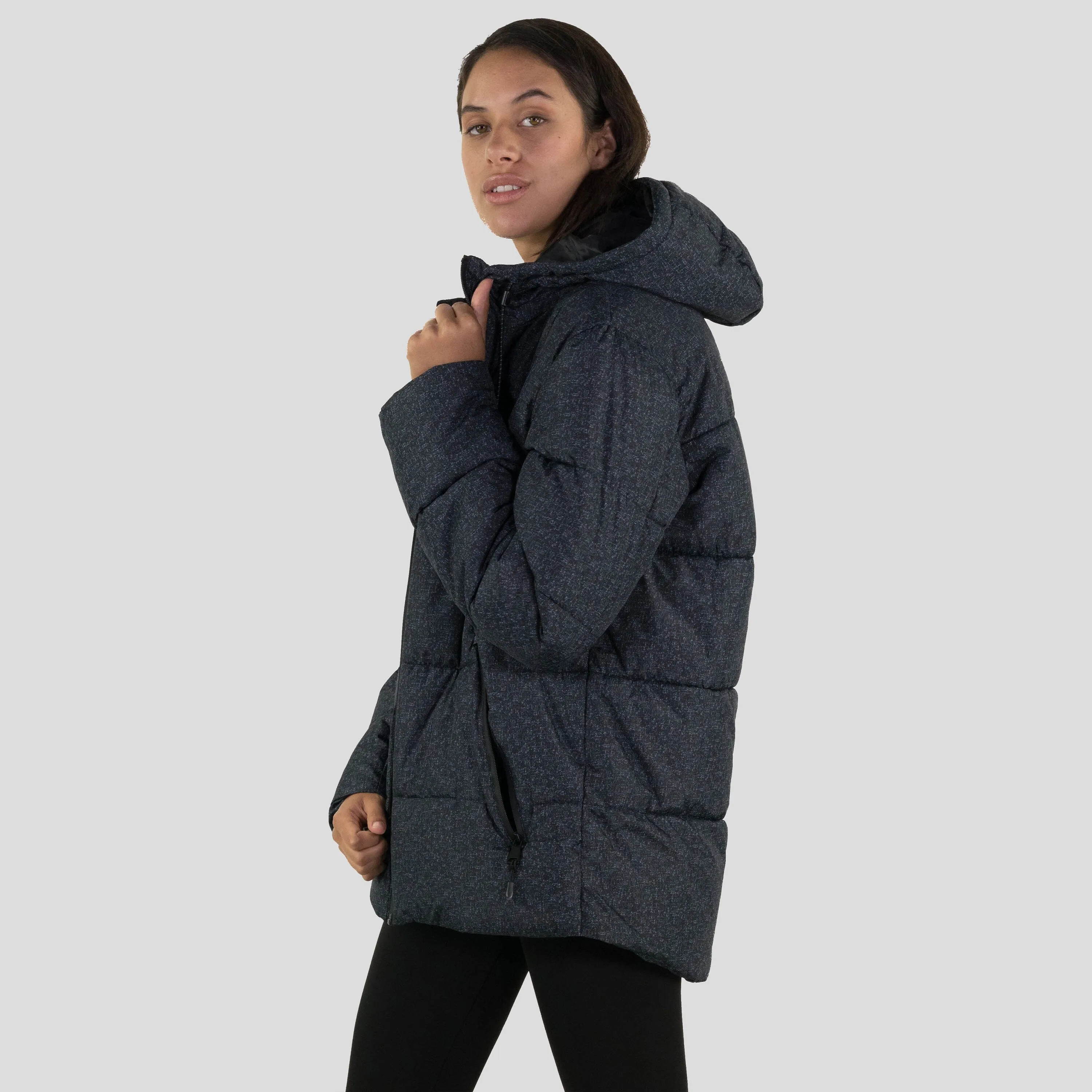 Members Only Women's Heather Print Puffer Oversized Jacket